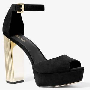 NEW MICHAEL KORS Women’s Porter Suede Platform Sandals – Black – Size 10M